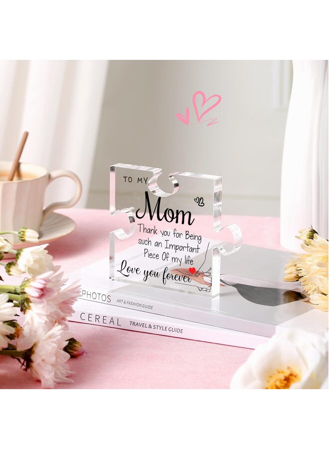 Best Mom Ever Gifts Unique Mother Birthday Acrylic Puzzle Piece Plaque Desk Decorations Present for  Anniversary and Mothers Day Gifts - Image 3