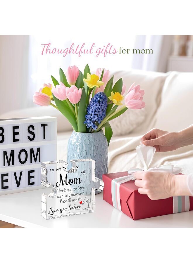 Best Mom Ever Gifts Unique Mother Birthday Acrylic Puzzle Piece Plaque Desk Decorations Present for  Anniversary and Mothers Day Gifts - Image 2