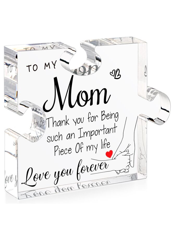 Best Mom Ever Gifts Unique Mother Birthday Acrylic Puzzle Piece Plaque Desk Decorations Present for  Anniversary and Mothers Day Gifts - Image 1