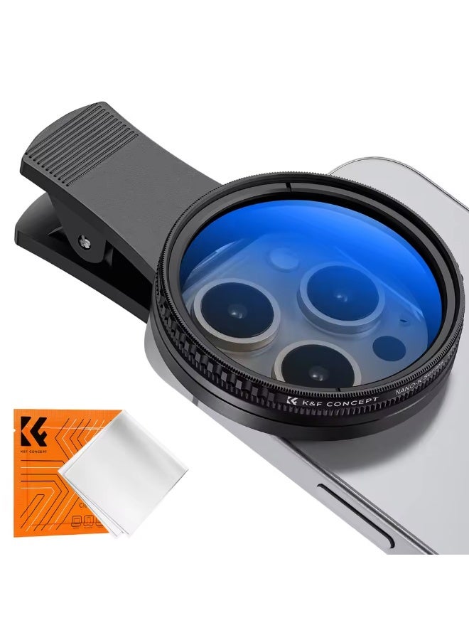 كيه آند إف كونسبت مجموعة فلاتر كاميرا الهاتف K&F CONCEPT CPL دائرية الاستقطاب بقطر 52 مم، مزودة بمشبك عالمي قابل للتعديل، وعدسة استقطاب مضادة للوهج، متوافقة مع سلسلة هواتف iPhone 15/14، وشاومي، وجميع الهواتف الذكية الأخرى، لتصوير مدونات الفيديو في الهواء الطلق. - Image 1