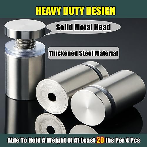 Alise 3/4"x1" Sign Standoff Screws,Wall Mount Glass Standoff Advertising Nail for Hanging Acrylic Picture Frame Glass Acrylic Signs,Stainless Steel Sign Mounting Bracket Hardware,Brushed,Pack of 8 - Image 4