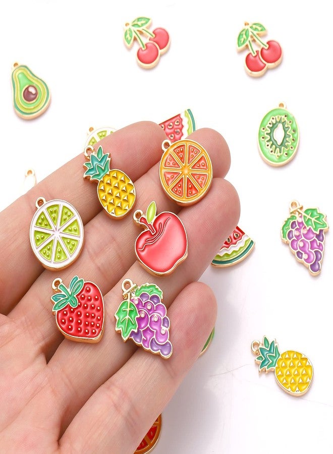 CEALXHENY 24PCS Enamel Fruit Charms for Jewelry Making Colorful Assorted Metal Pineapple Lemon Strawberry Watermelon Pendant Charms for DIY Necklace Bracelet Earrings (24pcs Fruit Charms) - Image 3