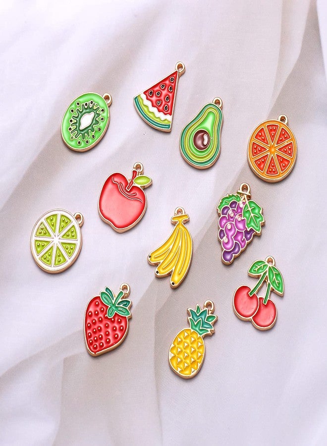 CEALXHENY 24PCS Enamel Fruit Charms for Jewelry Making Colorful Assorted Metal Pineapple Lemon Strawberry Watermelon Pendant Charms for DIY Necklace Bracelet Earrings (24pcs Fruit Charms) - Image 2