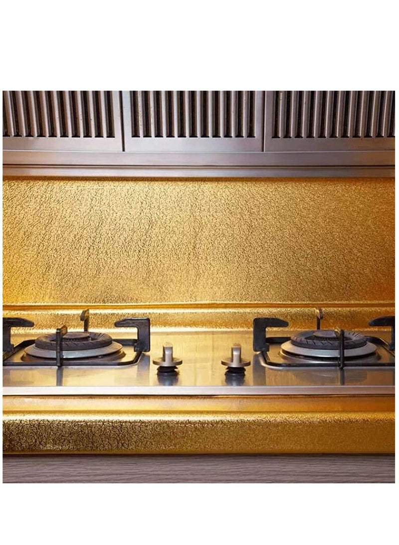 ورق جدران ذهبي مجعد ذاتي اللصق - ورق جدران من الفينيل للمطبخ، مقاوم للزيوت، ومقاوم للماء، ومقاوم للحرارة - 3 أمتار - Image 3