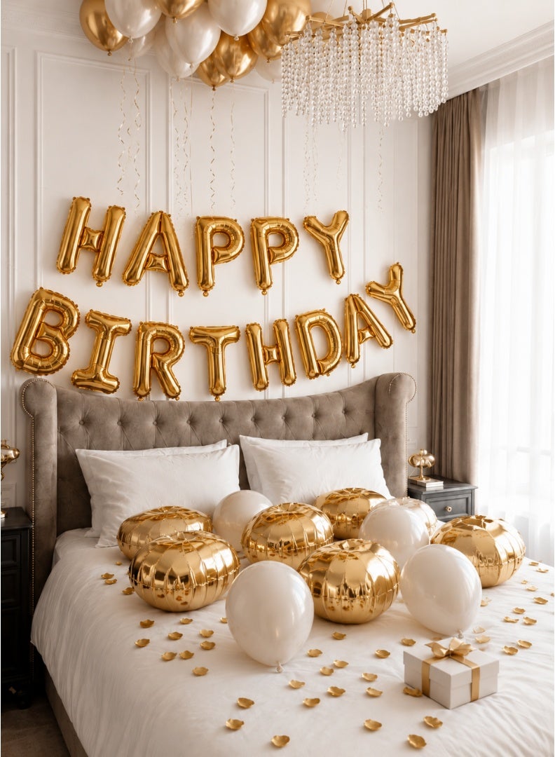 Party Time Happy Birthday Foil Balloon Banner Set 16 Inch Gold Letters Party Decoration - Image 2