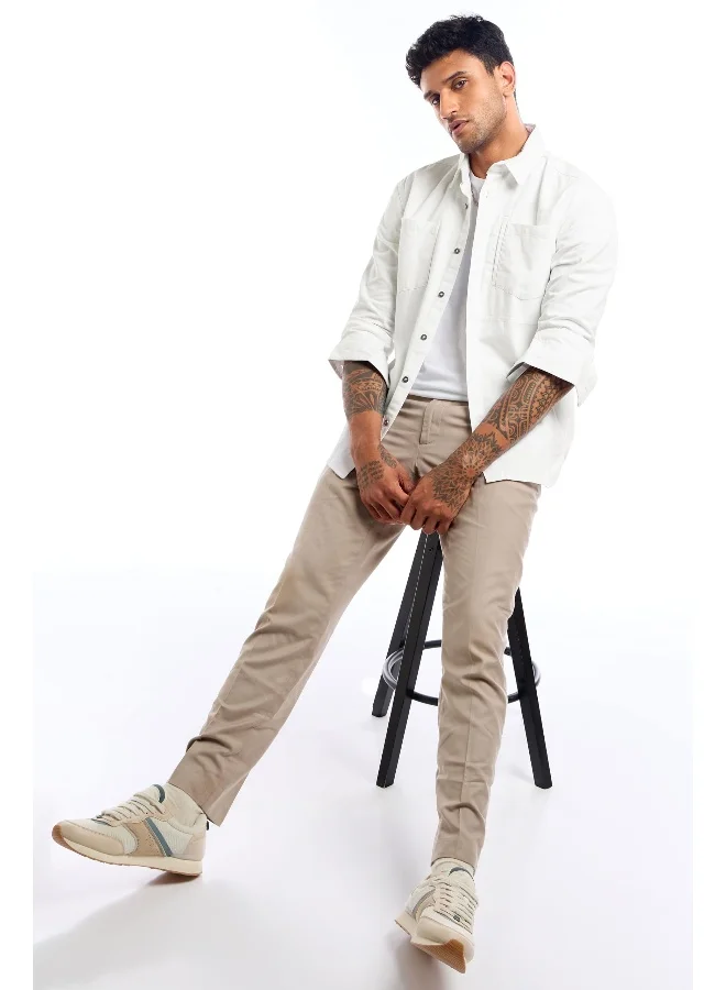 Beyoung White Full Sleeve Cotton Solid Shirt for Men