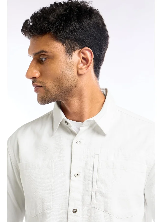 Beyoung White Full Sleeve Cotton Solid Shirt for Men