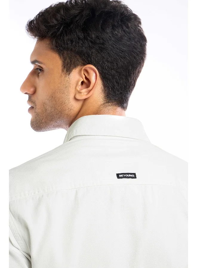 Beyoung White Full Sleeve Cotton Solid Shirt for Men