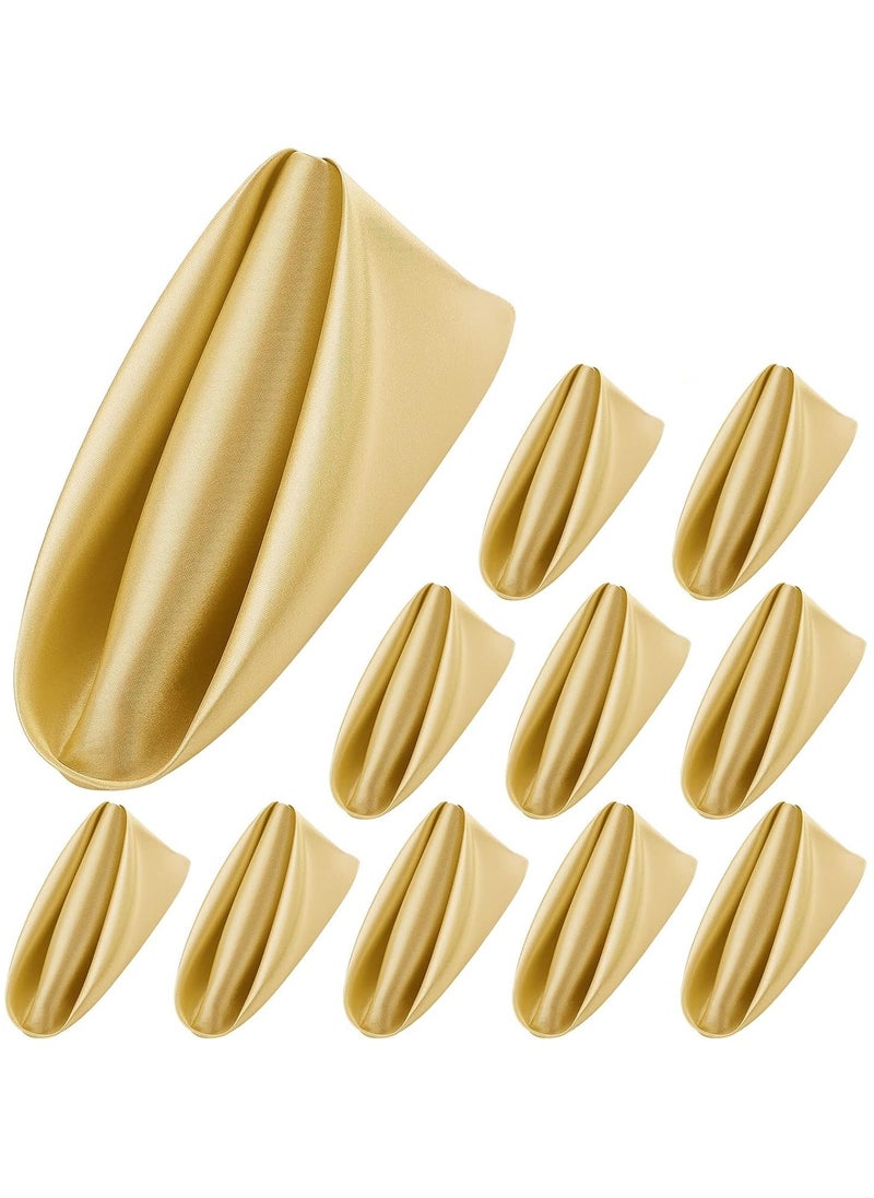 Mmmon 10 Pieces Satin Napkins Soft Dinner Napkins Square Table Napkins 17 x 17 Inches for Restaurant Weddings Party Dinner Decoration(Gold)  - Image 1
