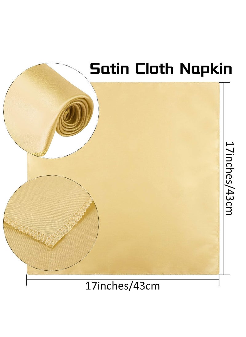 Mmmon 10 Pieces Satin Napkins Soft Dinner Napkins Square Table Napkins 17 x 17 Inches for Restaurant Weddings Party Dinner Decoration(Gold)  - Image 2
