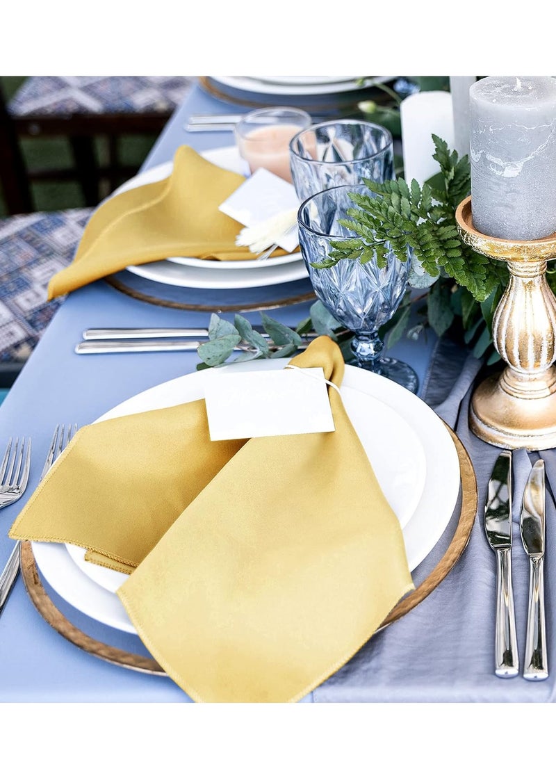 Mmmon 10 Pieces Satin Napkins Soft Dinner Napkins Square Table Napkins 17 x 17 Inches for Restaurant Weddings Party Dinner Decoration(Gold)  - Image 5