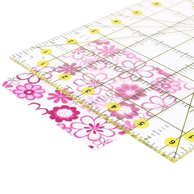 AUTOTOOLHOME Quilting Ruler Acrylic Quilters' Ruler for Easy Precision Cutting Fabric Paper, 6.5" x 12" for Quilting, Sewing & Crafts Template - Image 5