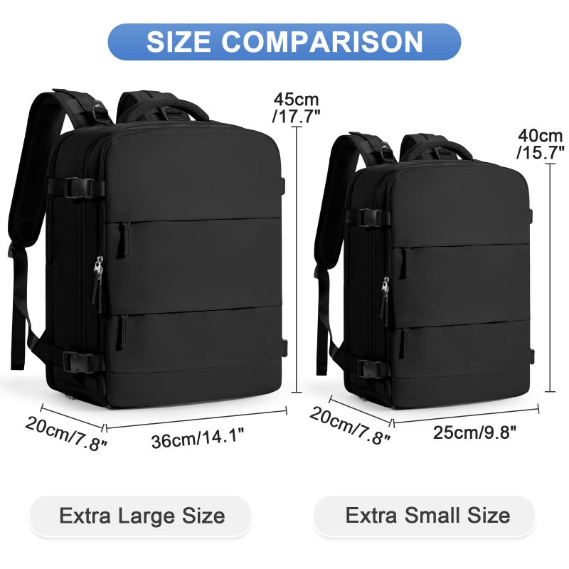 Coofay Large Black Travel Backpack Carry On Flight Approved Mochila De Viaje Personal Item Backpack For Airlines Frontier Airlines Personal Item Bag Large Backpack For Travel Backpacks For Men Women - Image 3