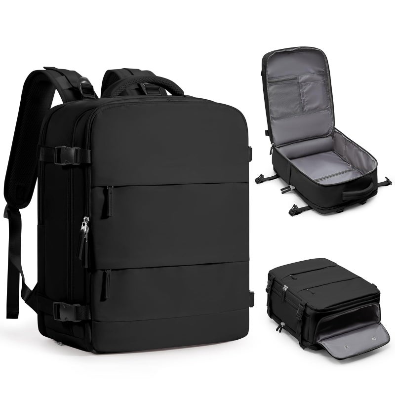 Coofay Large Black Travel Backpack Carry On Flight Approved Mochila De Viaje Personal Item Backpack For Airlines Frontier Airlines Personal Item Bag Large Backpack For Travel Backpacks For Men Women - Image 1