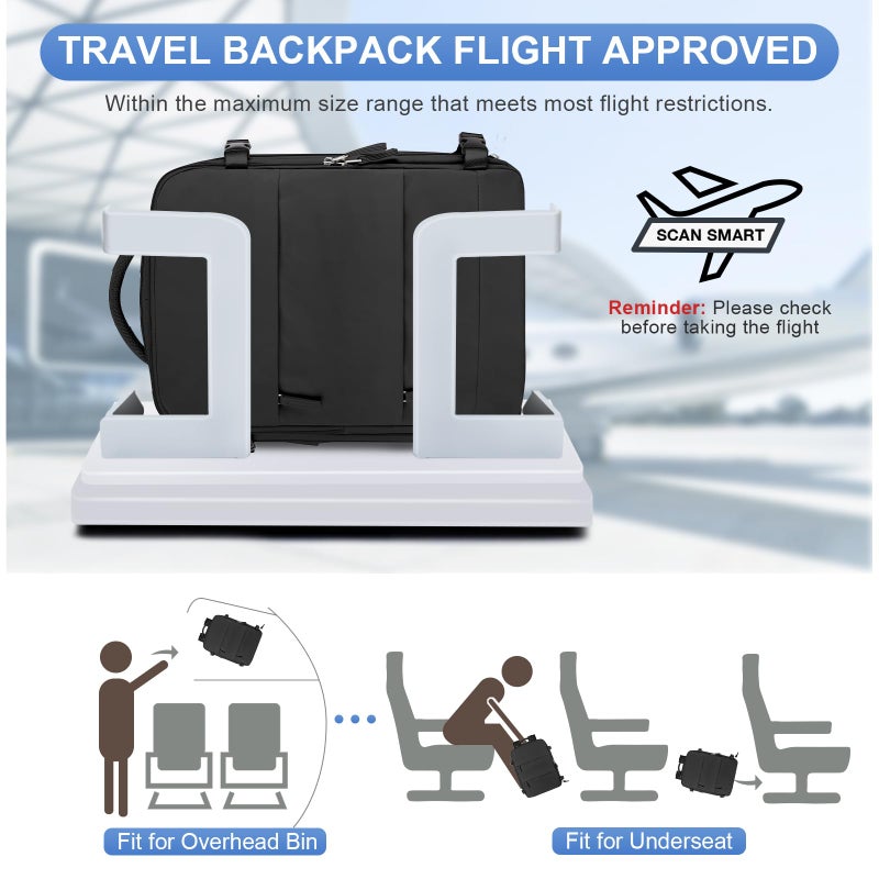 Coofay Large Black Travel Backpack Carry On Flight Approved Mochila De Viaje Personal Item Backpack For Airlines Frontier Airlines Personal Item Bag Large Backpack For Travel Backpacks For Men Women - Image 2