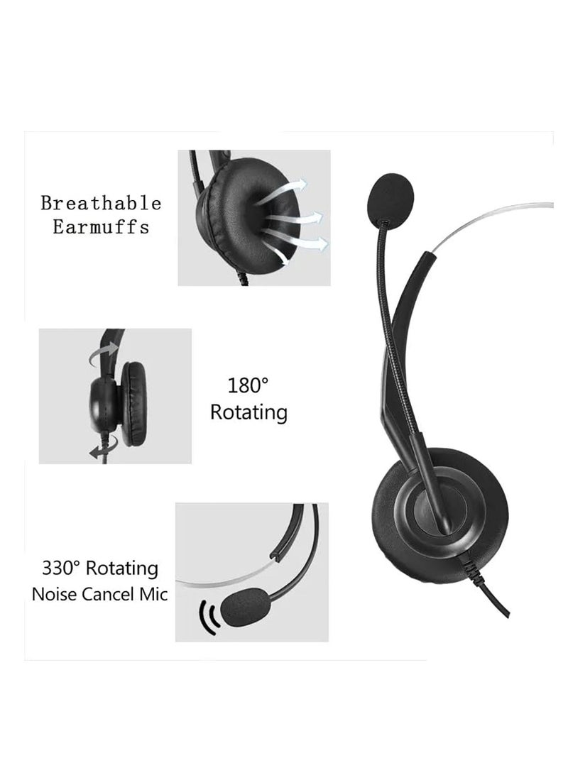 USB Single Ear Headset with Noise-Canceling Microphone, Adjustable Headband, and In-Line Audio Controls for PC, Laptop, Office, Call Center, Skype, and Zoom Meetings. - Image 3