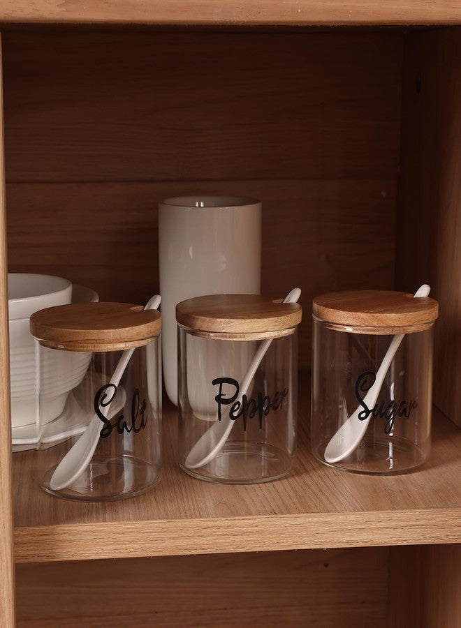 هاو توب أوعية زجاجية شفافة من هاوتوب للسكر والفلفل والملح مع ملعقة تقديم وغطاء، علب تخزين لسطح مطبخ ريفي، حامل موزع برطمانات للمطبخ المنزلي، 12 أونصة - Image 4