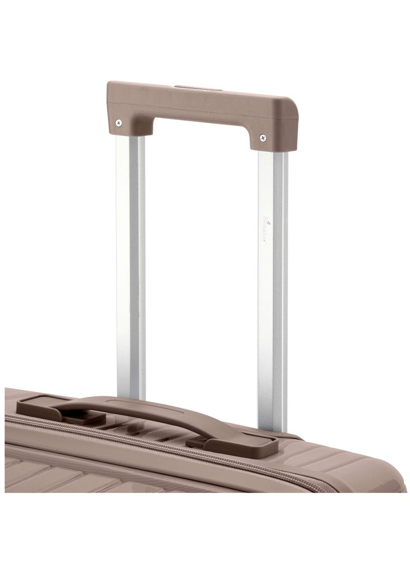 SENATOR - Unisex Hard Case Carry On Luggage Lightweight PP Fashion Trolley Luggage with 360° Degree 4 Twin Wheel and Safe Zippers KH1010 Khaki - Image 1