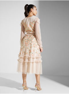 Frock and Frill Embellished V Neck Knee Lenth Dress  - Image 2