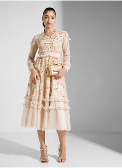 Frock and Frill Embellished V Neck Knee Lenth Dress  - Image 1