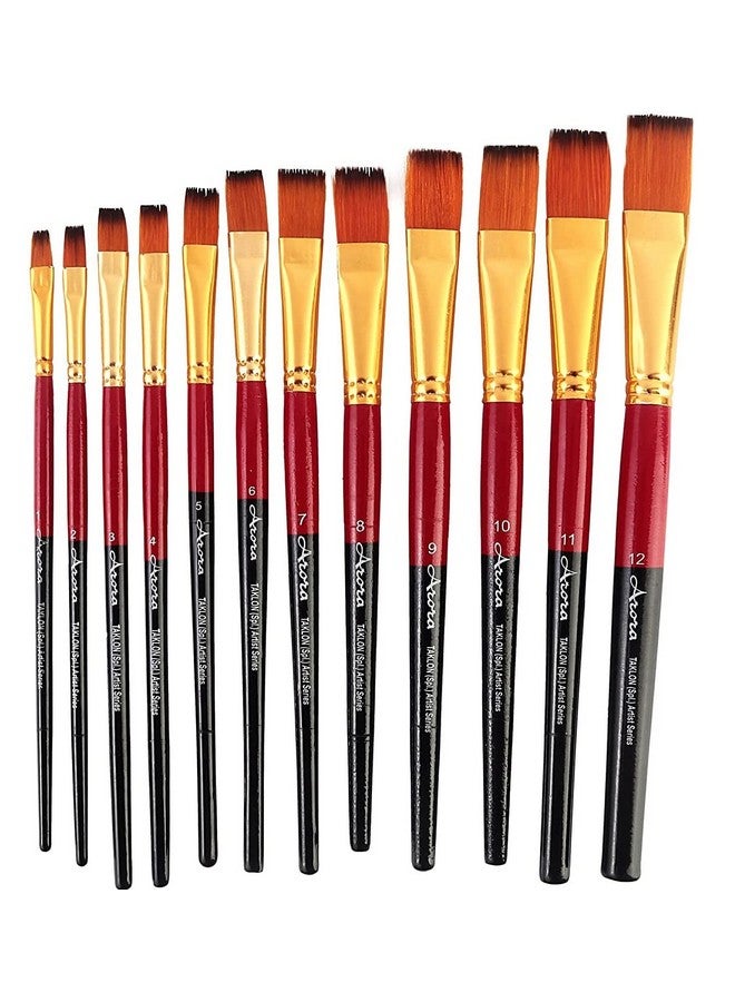 كبير آرت مجموعة فرش الرسم ذات الأطراف المسطحة من كابير آرت، 12 قطعة للرسم بالألوان المائية والأكريليك - Image 1