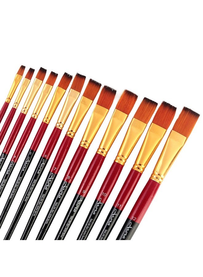 كبير آرت مجموعة فرش الرسم ذات الأطراف المسطحة من كابير آرت، 12 قطعة للرسم بالألوان المائية والأكريليك - Image 2