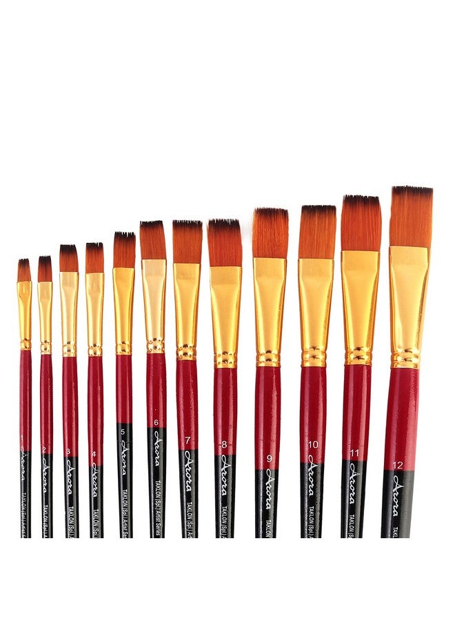 كبير آرت مجموعة فرش الرسم ذات الأطراف المسطحة من كابير آرت، 12 قطعة للرسم بالألوان المائية والأكريليك - Image 5