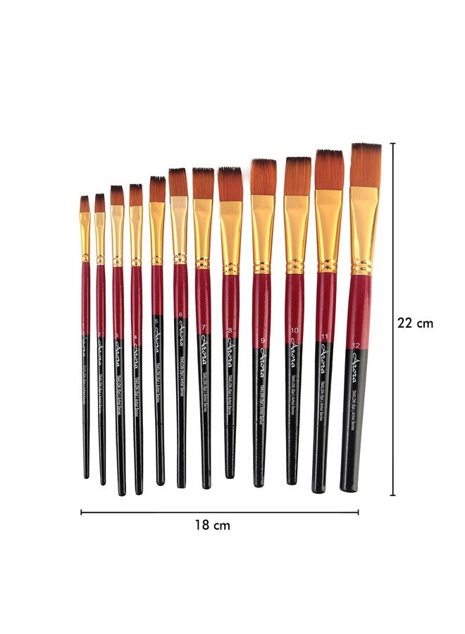 كبير آرت مجموعة فرش الرسم ذات الأطراف المسطحة من كابير آرت، 12 قطعة للرسم بالألوان المائية والأكريليك - Image 3