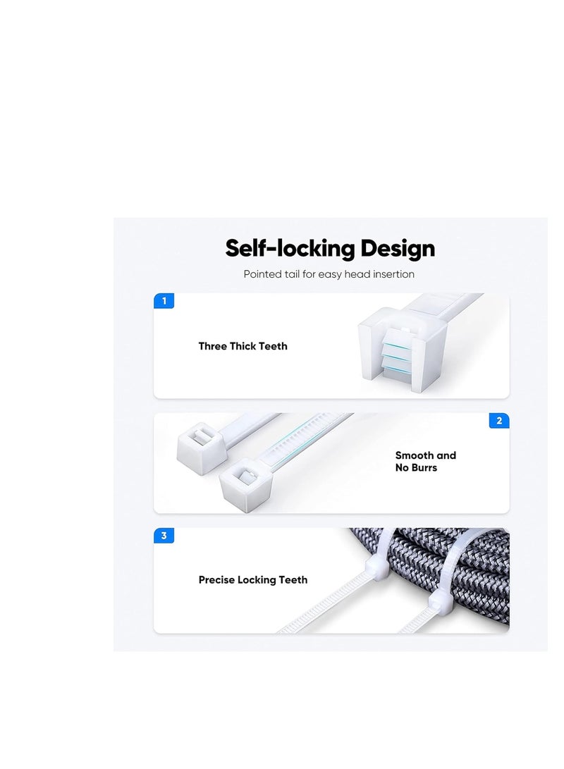 Terabyte رباطات كابل شفافة بيضاء 300 مم × 4 مم (100 عبوة) - Image 2