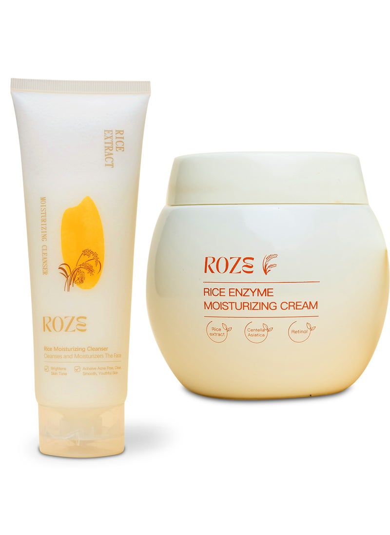 ROZE Roze Skin Care Set | Rice Facial Cleanser 120ml | Rice Enzyme Moisturizing Cream 50g | No Dark Spots | Radiant Glow  - Image 3