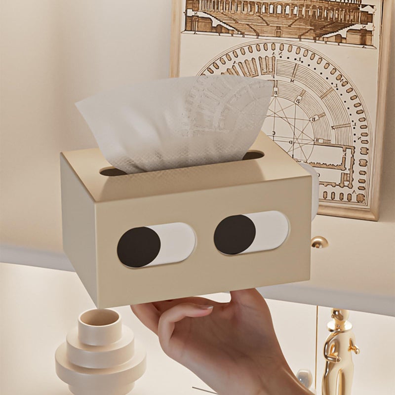 Cream Car Tissue Box Holder Sturdy Storage Container For Home Office Desk - Image 5