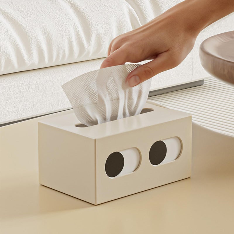 Cream Car Tissue Box Holder Sturdy Storage Container For Home Office Desk - Image 3