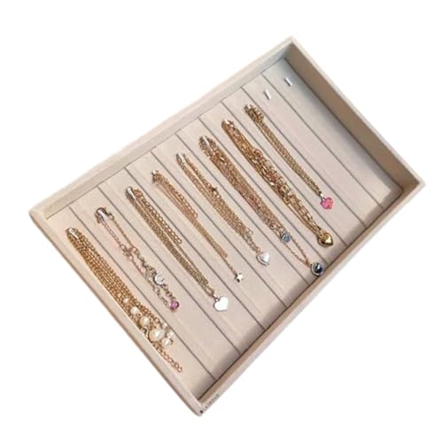 La Trove Velvet Bracelet Organizer Tray for Drawer | Premium Jewelry Display Holder for Bracelets, Chains & Bangles Storage | Wardrobe Jewellery Tray | Cream - Image 1
