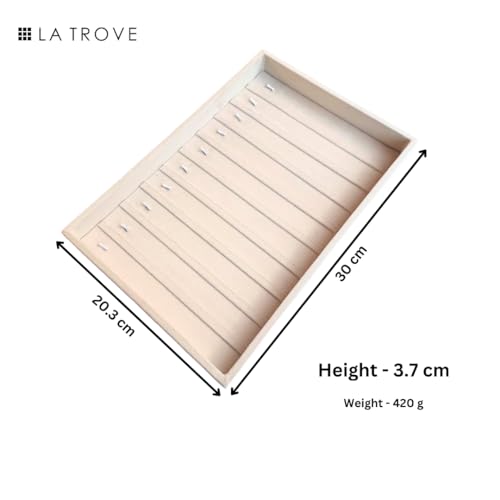 La Trove Velvet Bracelet Organizer Tray for Drawer | Premium Jewelry Display Holder for Bracelets, Chains & Bangles Storage | Wardrobe Jewellery Tray | Cream - Image 3