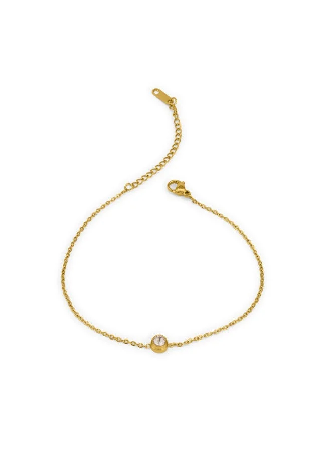 بالموناس PALMONAS 18k Gold Tone Plated Dainty Stone Anklet
 for Women