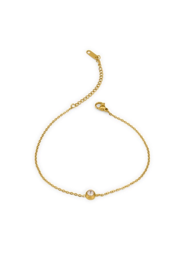 PALMONAS 18k Gold Tone Plated Dainty Stone Anklet
 for Women - Image 1