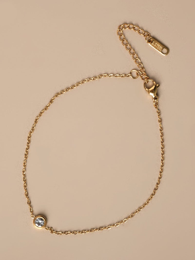 PALMONAS 18k Gold Tone Plated Dainty Stone Anklet
 for Women - Image 2