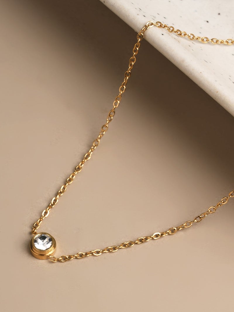 PALMONAS 18k Gold Tone Plated Dainty Stone Anklet
 for Women - Image 4