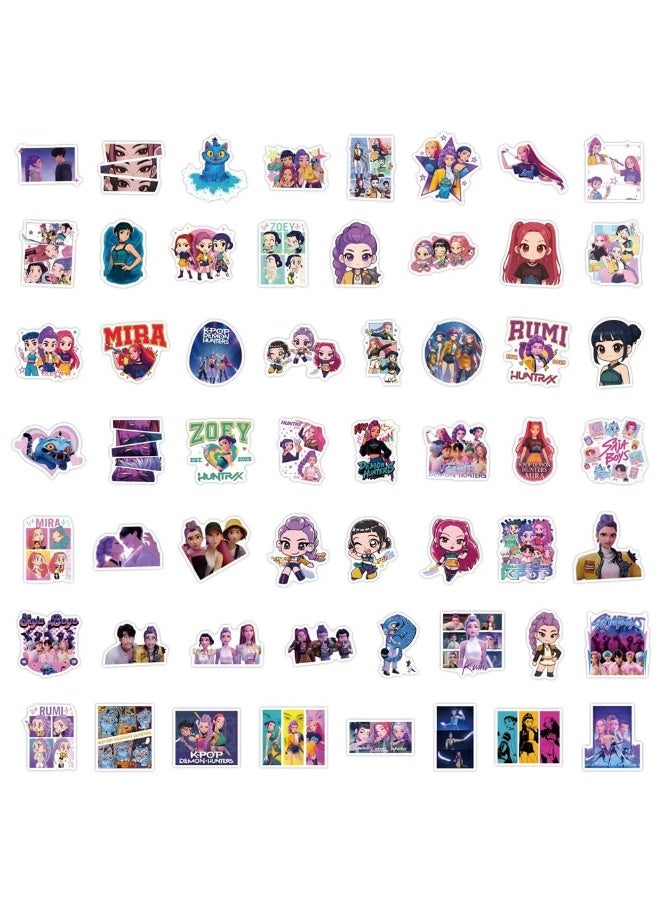 Womdee 110pcs Kpop Demon Movie Hunters Stickers, Rumi Mira Zoey Saja Boys Jinu, Vibrant Cartoon, Vinyl, Multi-purpose, Indoor, Irregular Sheet, Waterproof PVC, Reusable, Great Gift for Teens - Image 2