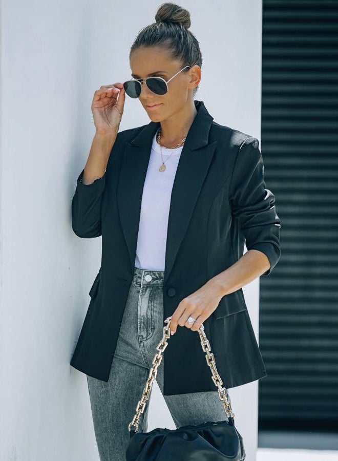 luvamia Women's Casual Long Sleeve Lapel Button Slim Work Office Blazer Jacket, B Black, L - Image 4