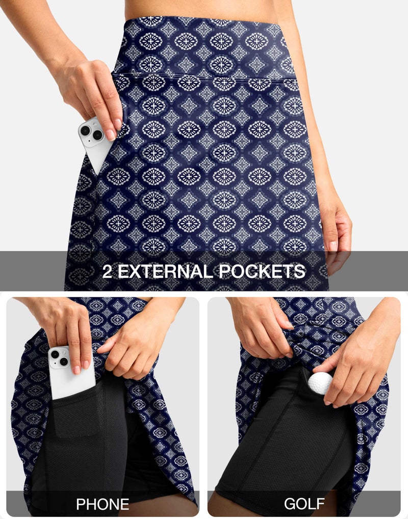 Viodia 18" Skorts for Woman with Pockets High Waisted Golf Tennis Skirts Knee Length Long Skort for Women Dressy Casual - Image 4