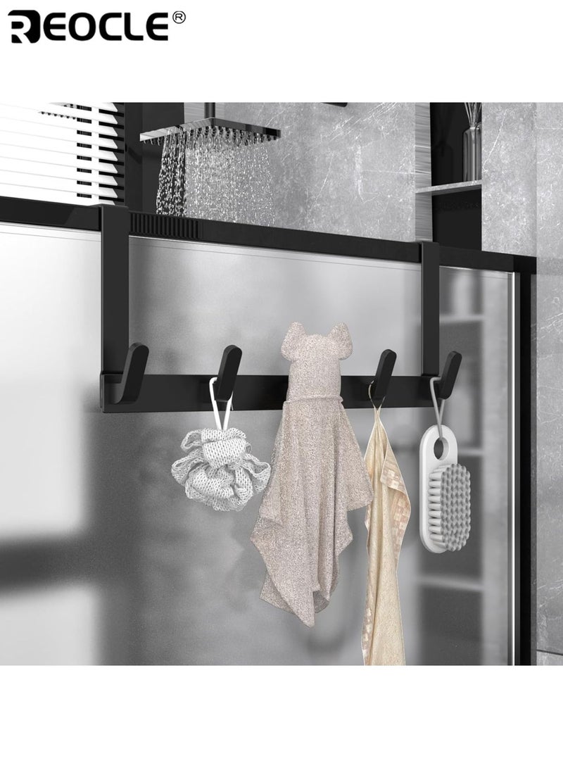 ريوكل فوق رف خطاف الباب مع 5 خطافات شماعات باب متعددة الاستخدامات للمعاطف والمناشف والحقائب والمفاتيح والقبعات مثالية لمدخل غرفة نوم الحمام خلف الباب موفر للمساحة قوي - Image 4