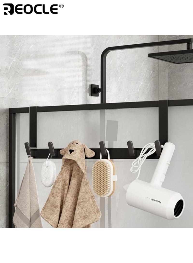 ريوكل فوق رف خطاف الباب مع 5 خطافات شماعات باب متعددة الاستخدامات للمعاطف والمناشف والحقائب والمفاتيح والقبعات مثالية لمدخل غرفة نوم الحمام خلف الباب موفر للمساحة قوي - Image 5