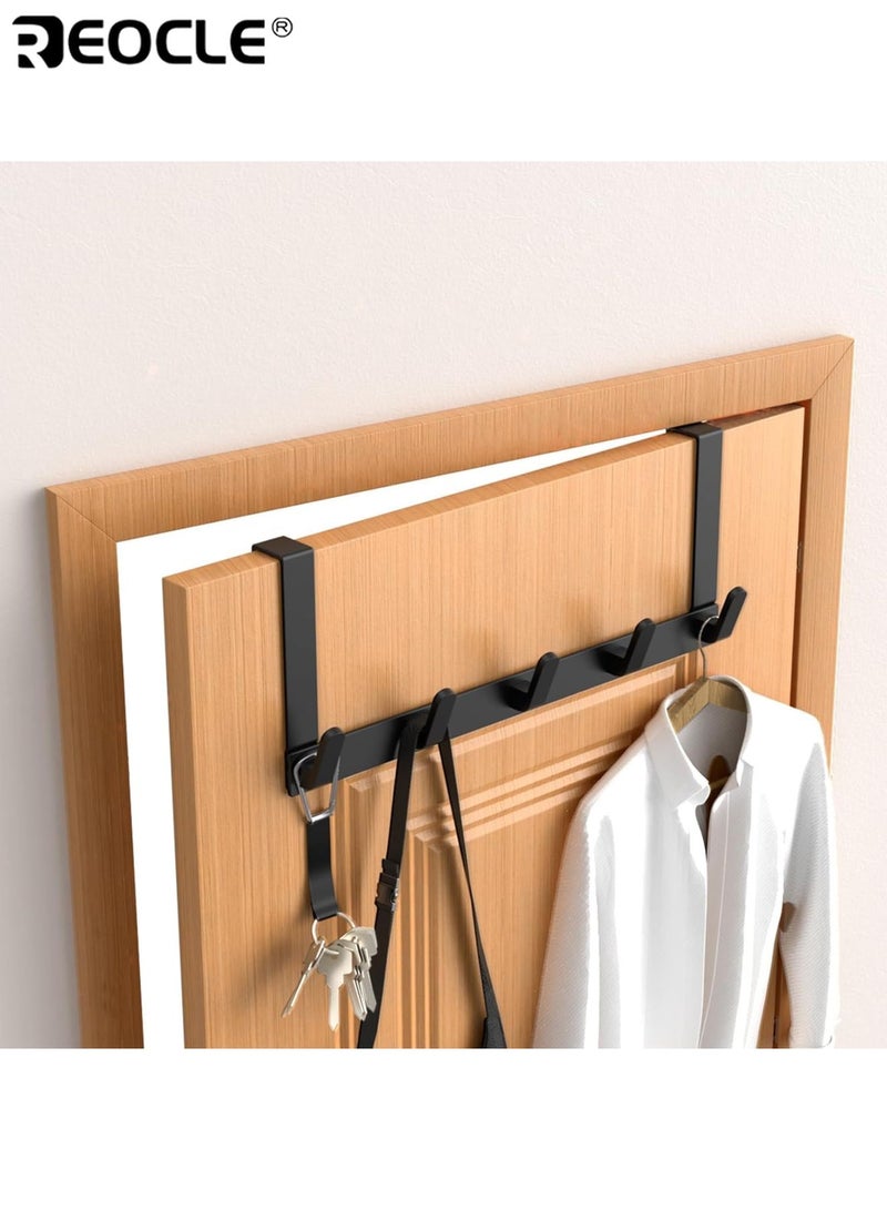 ريوكل فوق رف خطاف الباب مع 5 خطافات شماعات باب متعددة الاستخدامات للمعاطف والمناشف والحقائب والمفاتيح والقبعات مثالية لمدخل غرفة نوم الحمام خلف الباب موفر للمساحة قوي - Image 2