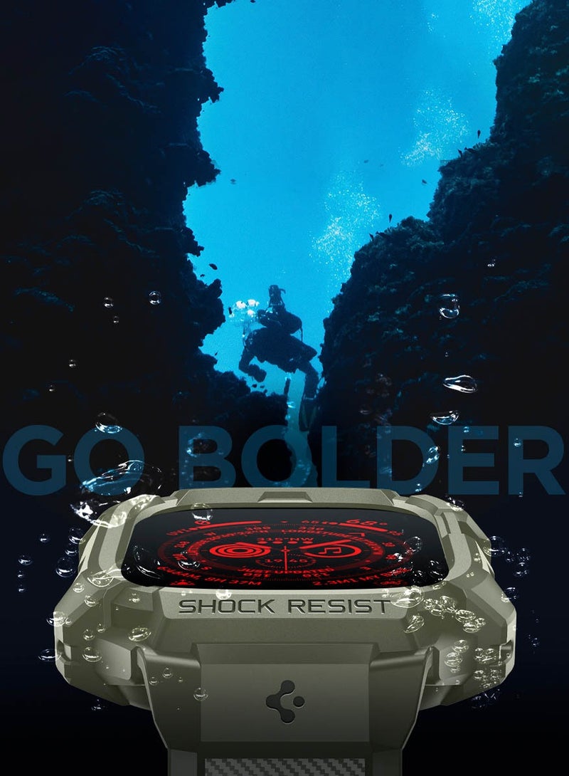 Spigen غطاء حماية Rugged Armor Pro لساعة Apple Watch Ultra مقاس 49 مم مع حزام - كاكي عتيق - Image 3