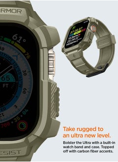 Spigen غطاء حماية Rugged Armor Pro لساعة Apple Watch Ultra مقاس 49 مم مع حزام - كاكي عتيق  - Image 3