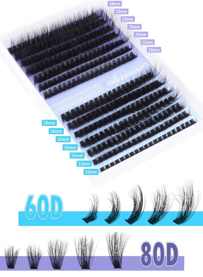 Geeneiya Eyelash Clusters Full Lash Extension Mink Thick Cluster Eyelash Extensions 10-18MM Cluster Lashes Individual Wispy Fake Eyelashes, Not Kit (60D+80D, 280Pcs) - Image 3