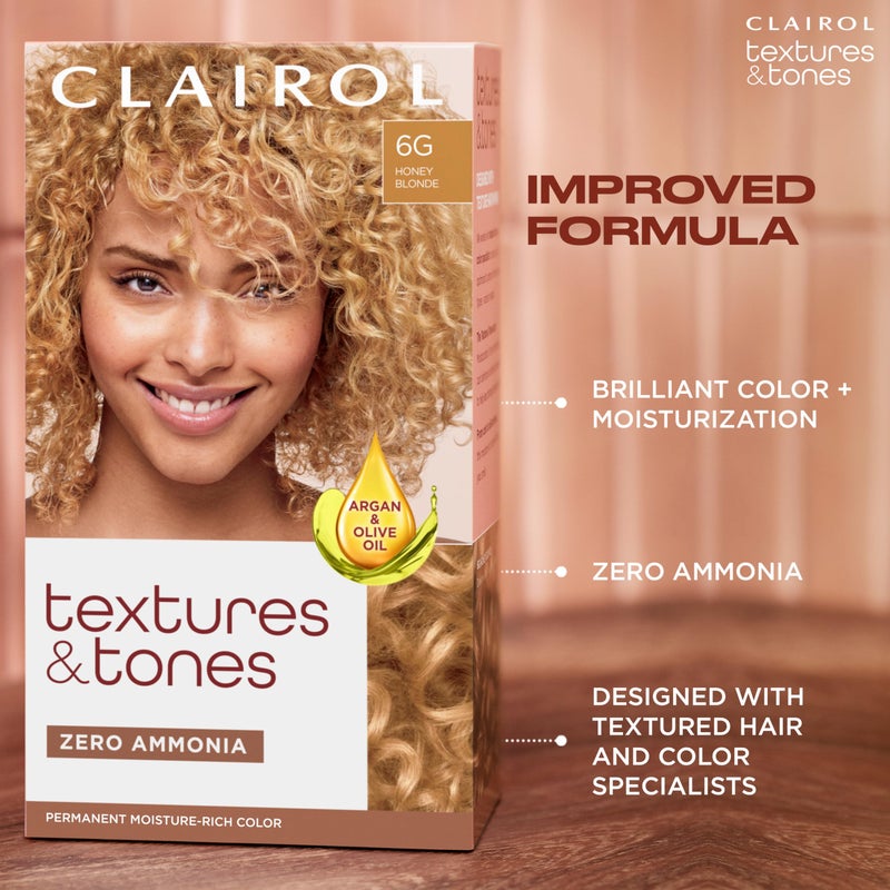 Clairol Textures & Tones Permanent Hair Dye, 6G Honey Blonde Hair Color, Pack of 1 - Image 4