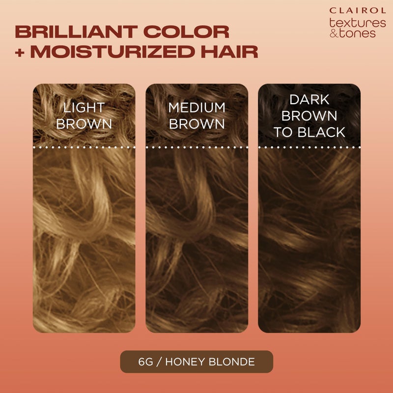 Clairol Textures & Tones Permanent Hair Dye, 6G Honey Blonde Hair Color, Pack of 1 - Image 3