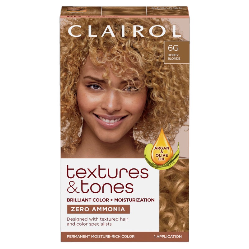 Clairol Textures & Tones Permanent Hair Dye, 6G Honey Blonde Hair Color, Pack of 1 - Image 1